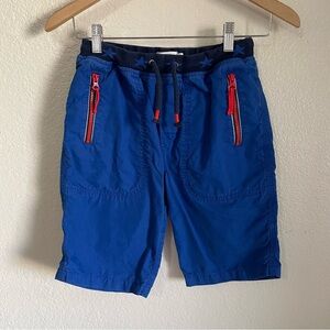 Mini Boden Boys Long Cotton Blend Blue and Red Shorts